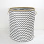DKD Home Decor Cesta de Poliéster y Yute Zig Zag Gris y Blanco
