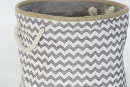 DKD Home Decor Cesta Boho Gris Blanco 38 x 45 x 38 cm Poliéster Yute Zig Zag