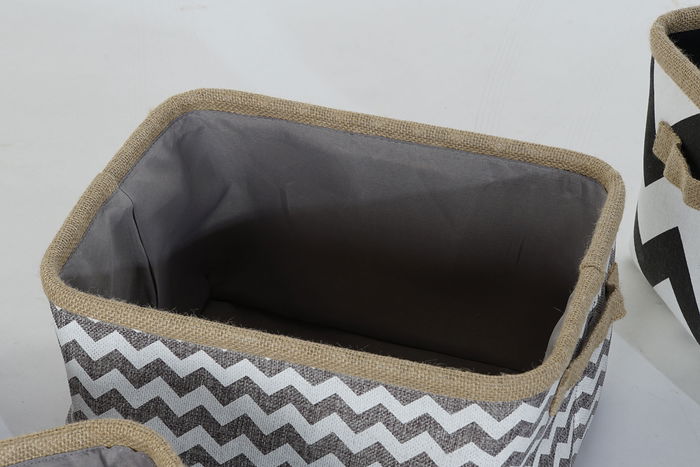 DKD Home Decor Cesta Boho Gris Blanco Poliester Yute Zig Zag Set de 3 Piezas 36 x 31 x 20 cm DKD Home Decor Cesta Boho Gris Blanco Poliester Yute Zig Zag Set de 3 Piezas 36 x 31 x 20 cm