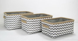 DKD Home Decor Set de 3 Cestas Zig Zag Gris y Blanco