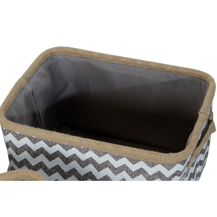 DKD Home Decor Set de 3 Cestas Zig Zag Gris y Blanco