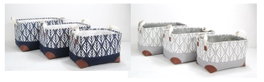 DKD Home Decor Set de 3 Cestas de Poliéster Diseño Hoja