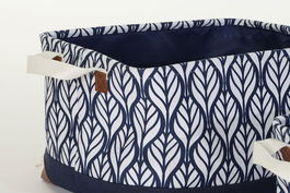 DKD Home Decor Cesta Boho Griazul Azul Marino Gris 30 x 24 x 40 cm Set 3 Piezas