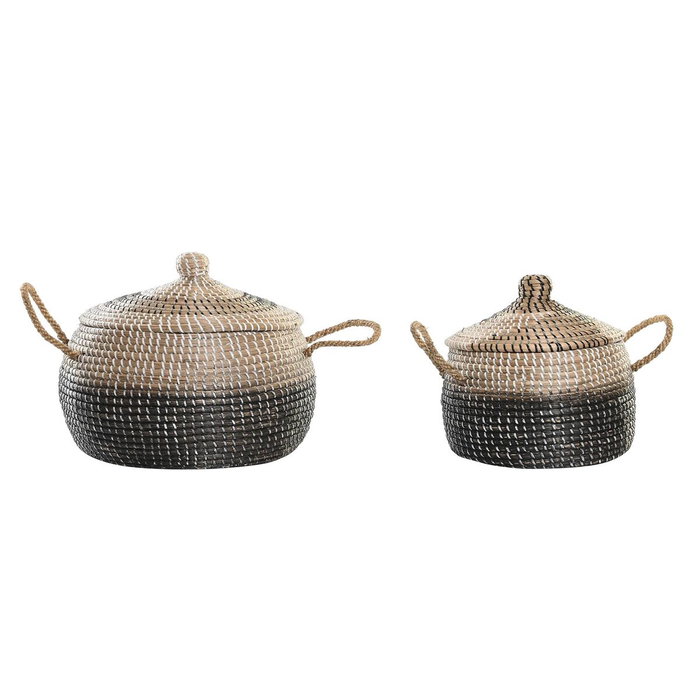 DKD Home Decor Set de 2 Cestas de Seagrass 41x41x33 cm Natural