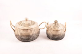 DKD Home Decor Cesta Balines Natural Bicolor Seagrass Set de 2 41 x 41 x 33 cm