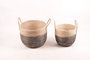 DKD Home Decor Cesta Balines Natural Negro Seagrass Set de 2 Unidades 41 x 30 x 41 cm