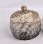 DKD Home Decor Cesta Balines Natural Negro Seagrass Set de 2 Unidades 41 x 30 x 41 cm
