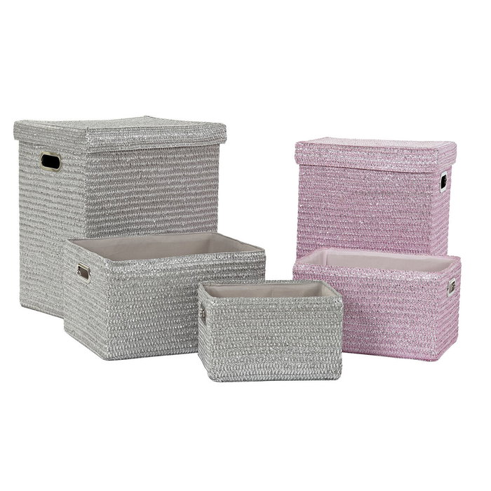 DKD Home Decor Set de 5 Cestas de Polipropileno Rosa