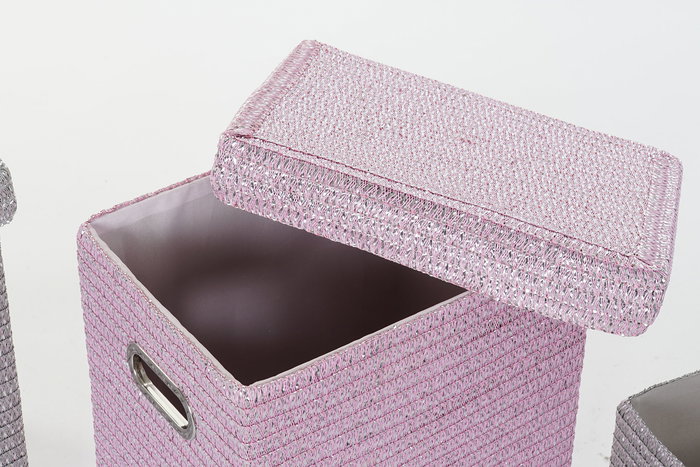 DKD Home Decor Cesta Basicos Set de 5 Rosa Plateado 36 x 50 x 44 cm