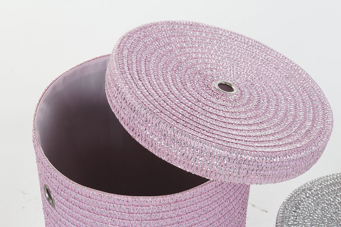 DKD Home Decor Cesta Basicos Set de 5 Rosa Gris 42 x 52.5 x 42 cm