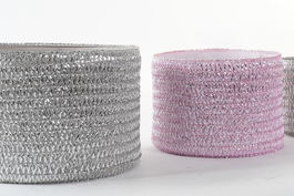 DKD Home Decor Cesta Set de 3 Piezas Rosa Gris 27 x 27 x 17 cm