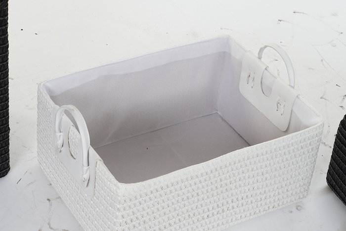 DKD Home Decor Cesta Basicos PP Blanco Negro Set de 5 Piezas 45 x 34 x 49 cm