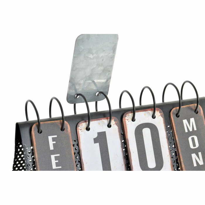 DKD Home Decor Calendario Metal 34x13x21 Envejecido Negro
