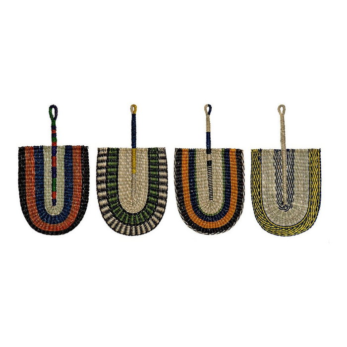 DKD Home Decor Decoración de Pared Seagrass Paipai Multicolor (Pack de 4)