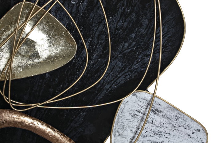 DKD Home Decor Decoración de Pared Estilo Sixties Abstracto Rojo Negro Dorado Blanco Metal 101 x 9 x 85 cm