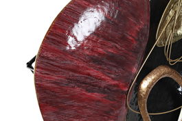 DKD Home Decor Decoración de Pared Estilo Sixties Abstracto Rojo Negro Dorado Blanco Metal 101 x 9 x 85 cm