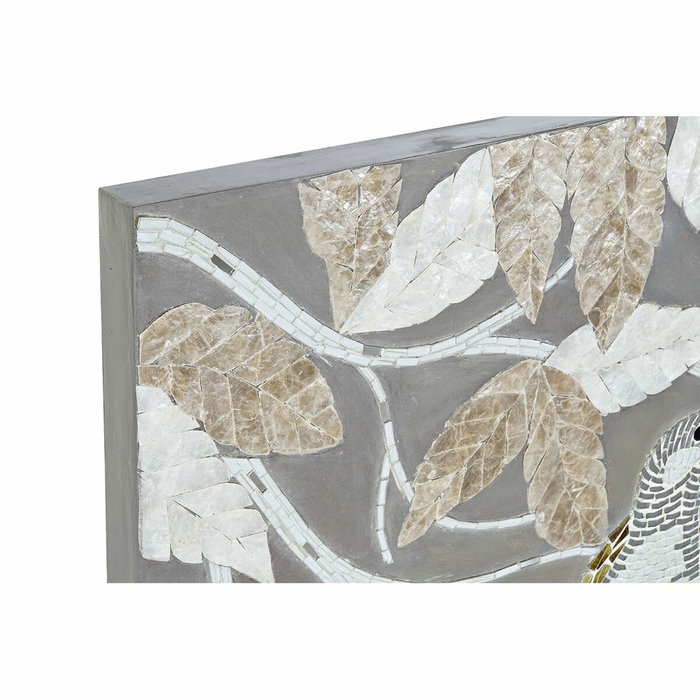 DKD Home Decor Decoración de Pared Cristal MDF Hojas Pájaros 98x78x9 cm