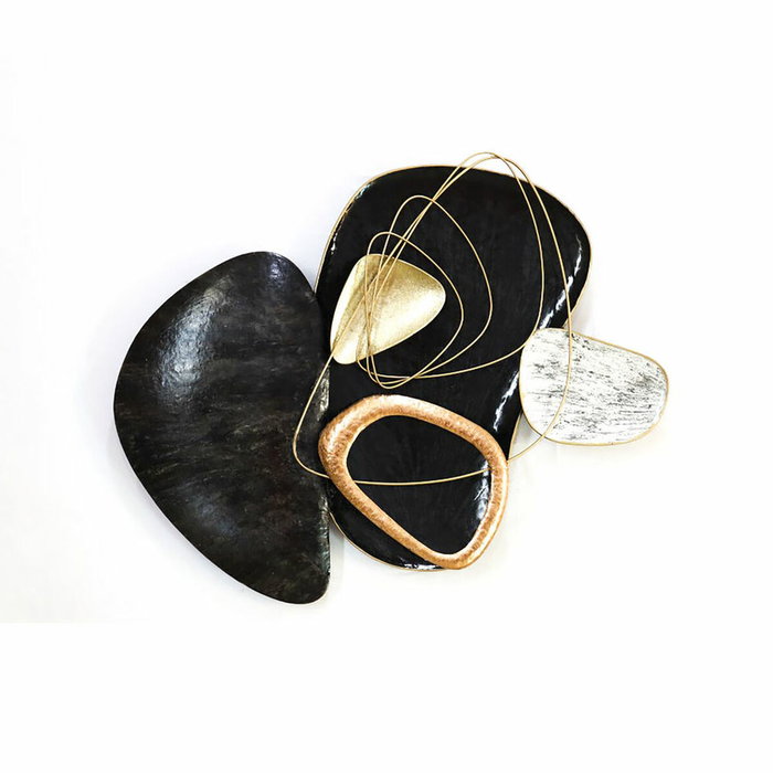 DKD Home Decor Decoración de Pared Metal Abstracto Negro y Dorado 99x10,2x75 cm