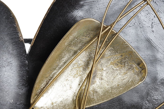DKD Home Decor Decoración de Pared Metal Abstracto Negro y Dorado 99x10,2x75 cm