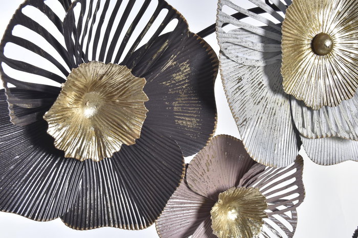Decoración de Pared DKD Home Decor Rosa Dorado Metal Flores (132.7 x 9 x 61 cm)