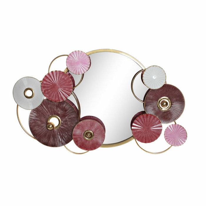 DKD Home Decor Espejo de Metal con Círculos Rosa Oscuro 116x71x8 cm