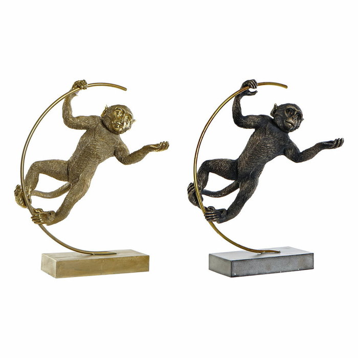 DKD Home Decor Figura de Resina Mono Surtido Negro y Dorado