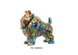 DKD Home Decor Figura de Perro Bulldog Dorado en Resina