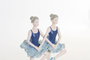 DKD Home Decor Figura Romantico Bailarinas Resina Azul 7.5 x 21.5 x 14 cm