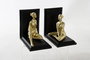 DKD Home Decor Sujetalibros Moderno de Resina Dorado Negro, Set de 2, Figura Mujer, 12x17x17.5 cm