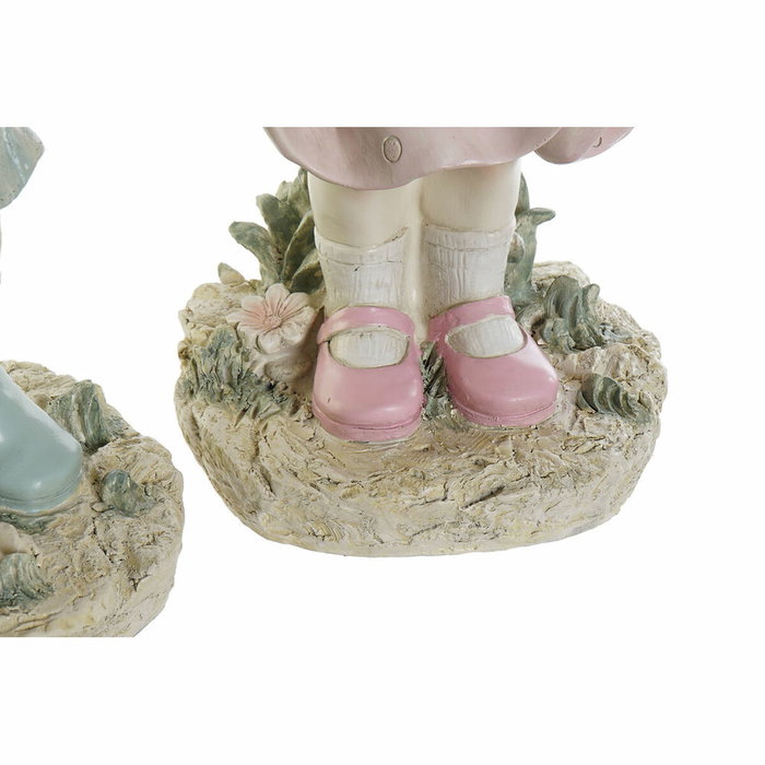 DKD Home Decor Figura de Resina Niño con Paraguas, Pack de 2 Surtido (Rosa y Azul)
