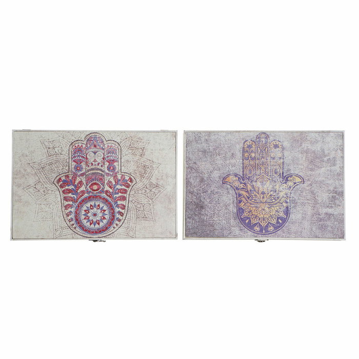 DKD Home Decor Set de 2 Tapas para Contador Mano Hamsa Beige y Gris