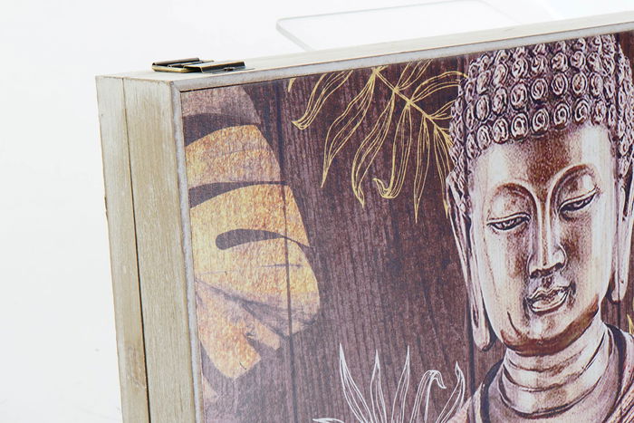 DKD Home Decor Tapa Contador Oriental Buda Negro Dorado 6 x 31.5 x 46.5 cm (2 Unidades)