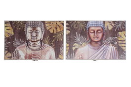 DKD Home Decor Tapa Contador Oriental Buda Negro Dorado 6 x 31.5 x 46.5 cm (2 Unidades)