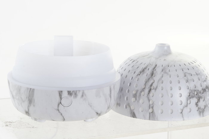 DKD Home Decor Difusor Aroma Scandi Blanco Gris 11.7 x 12 x 11.7 cm 180ml Humidificador LED PP ABS