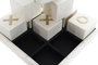 DKD Home Decor Juego de Mesa Tres en Raya Marfil y Dorado 21 x 6 x 21 cm