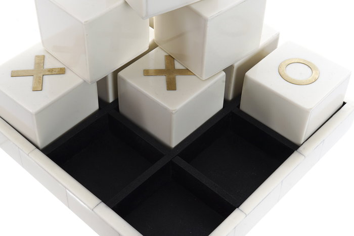 DKD Home Decor Juego de Mesa Tres en Raya Hueso y Mango 21x21x6 cm
