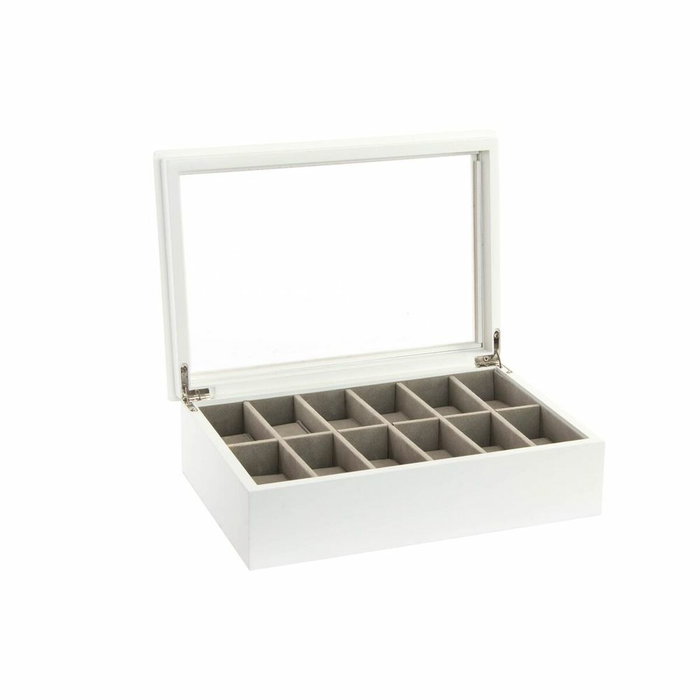 DKD Home Decor Relojero de MDF y Cristal Blanco para 12 Relojes