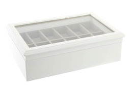 DKD Home Decor Relojero de MDF y Cristal Blanco para 12 Relojes
