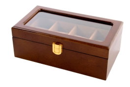 DKD Home Decor Relojero de MDF y Terciopelo Marrón para 4 Relojes