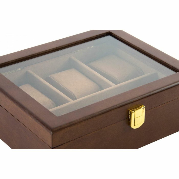 DKD Home Decor Relojero MDF Terciopelo Marrón para 3 Relojes