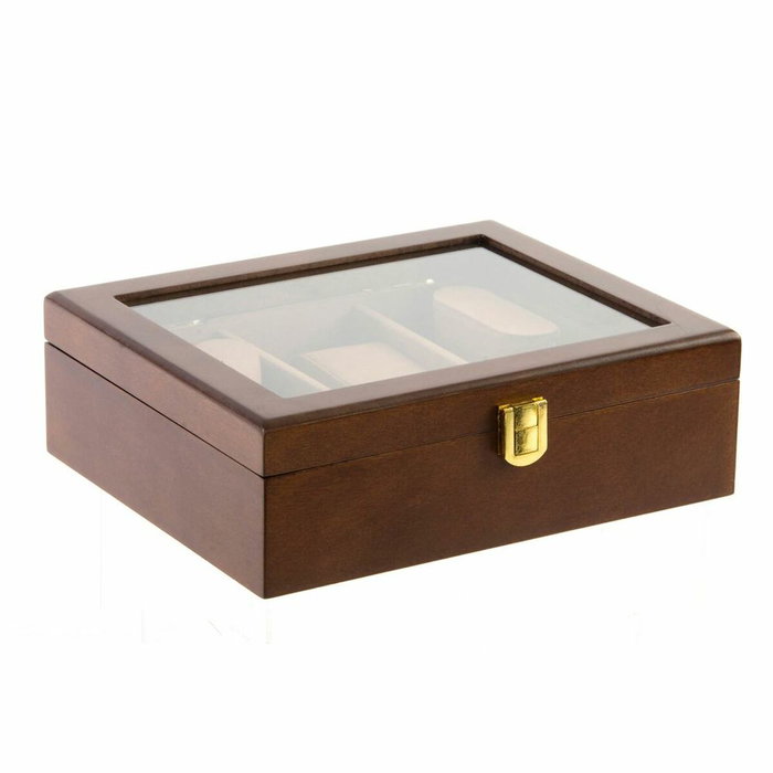DKD Home Decor Relojero MDF Terciopelo Marrón para 3 Relojes