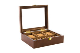DKD Home Decor Relojero MDF Terciopelo Marrón para 3 Relojes