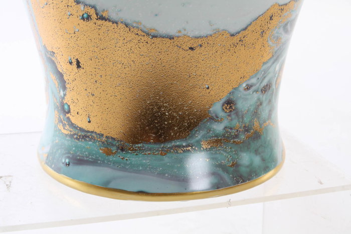 DKD Home Decor Tibor Moderno Azul Dorado Porcelana 23 x 43 x 23 cm Colección Ethan