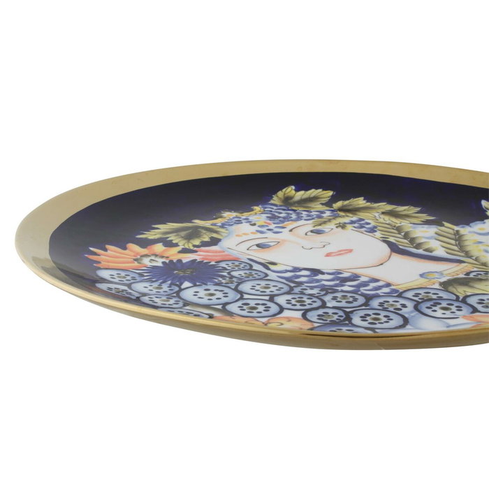 DKD Home Decor Centro de Mesa de Porcelana Margot Multicolor 42x42x4 cm
