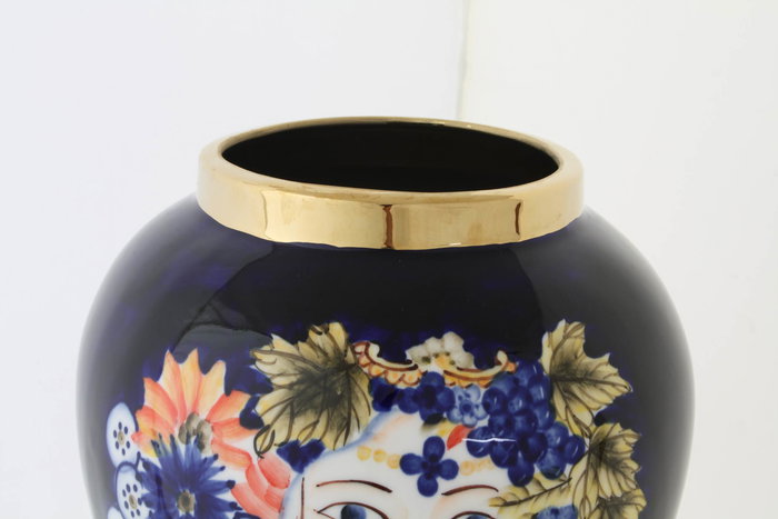 DKD Home Decor Jarrón Margot Shabby Multicolor Azul Porcelana 22 x 42 x 22 cm