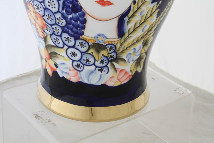 DKD Home Decor Jarrón Margot Shabby Multicolor Azul Porcelana 22 x 42 x 22 cm