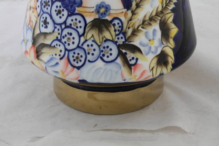 DKD Home Decor Jarrón Shabby Margot Porcelana Multicolor Azul 19 x 19 x 36 cm