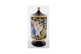 DKD Home Decor Jarrón de Porcelana Cara Multicolor y Azul Colección Margot