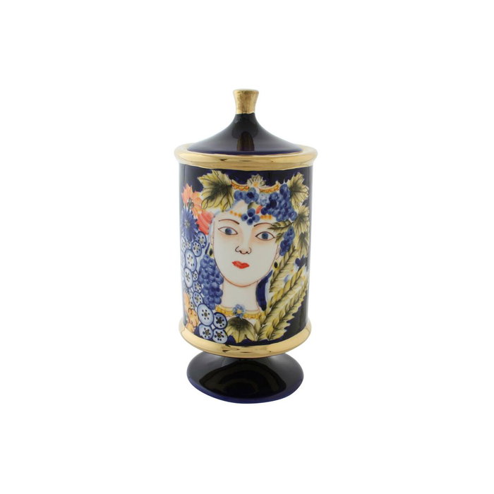 DKD Home Decor Jarrón de Porcelana Cara Multicolor y Azul Colección Margot