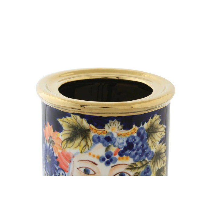 DKD Home Decor Jarrón de Porcelana Cara Multicolor y Azul Colección Margot